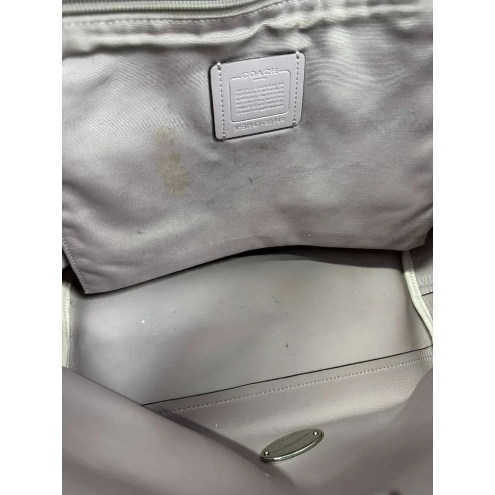 Coach Turn Lock Pebbled Leather Market Tote Bag Off‎ White #B1847-58849